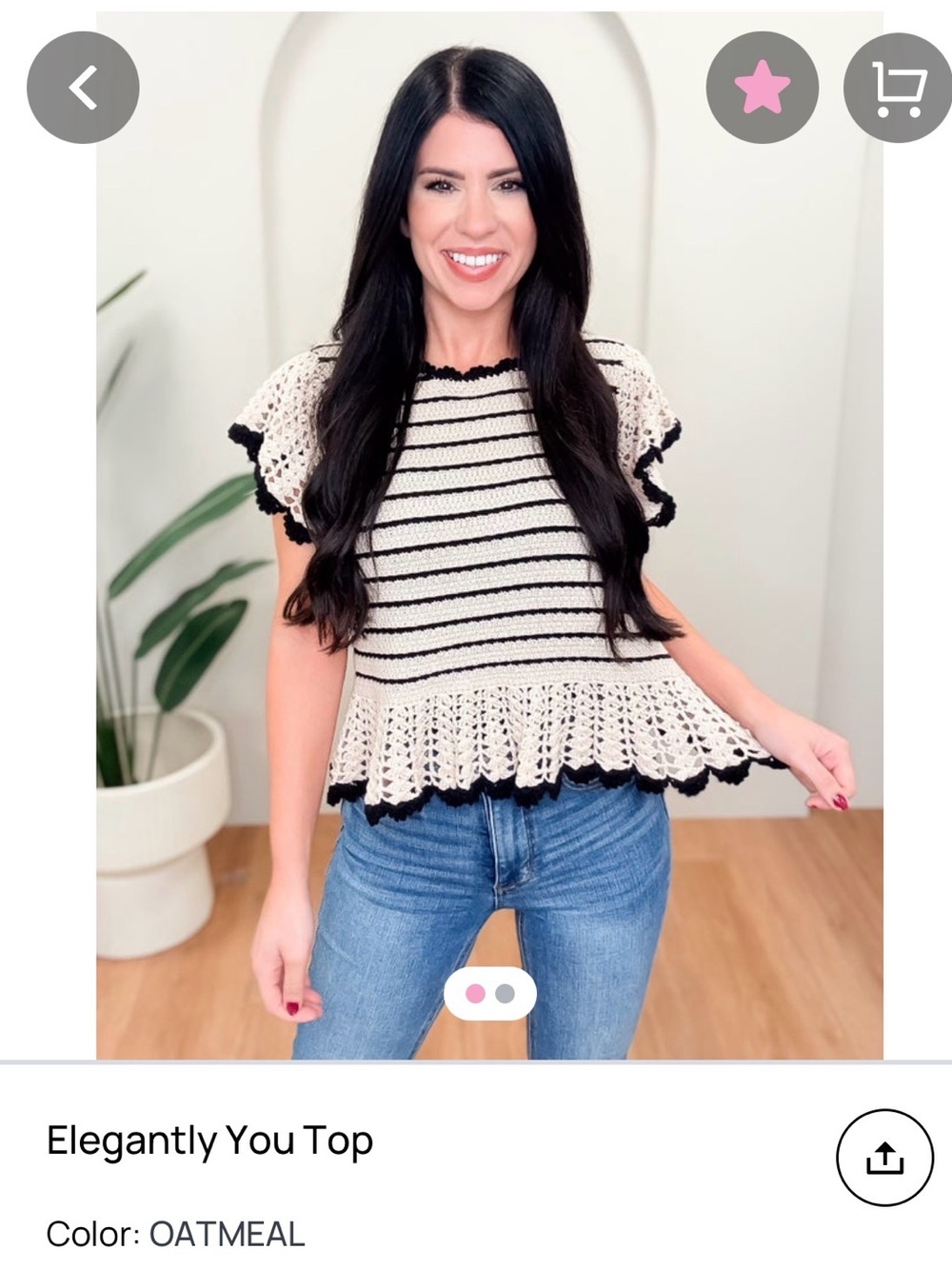 ee:someStriped Knit Top in Black and Cream flutter sleeves.